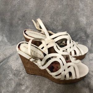Madden Girl. Size 8. White wedges. Strappy with buckle